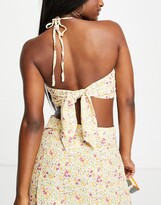 Thumbnail for your product : Fashion Union Exclusive beach halter crop top in ditsy floral print - part of a set