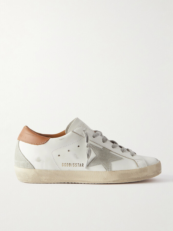 Golden Goose Super-star Suede-trimmed Distressed Leather Sneakers - White