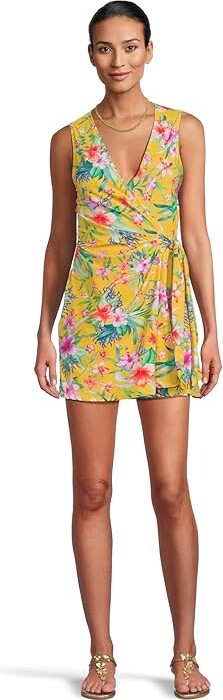 Tommy Bahama Isola Vita Wrap Romper Women's Jumpsuit & Rompers One Piece Daffodil Daze : LG (US 14), Nylon/Spandex