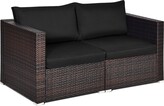 Thumbnail for your product : 2PCS Patio Furniture Rattan Loveseat Sofa with Removable Cushion
