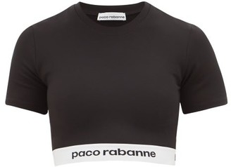 Paco Rabanne Logo-hem Jersey Cropped Top - Black