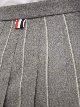 Thom Browne Chalk-striped Pleated Wool Midi Skirt - Womens - Grey