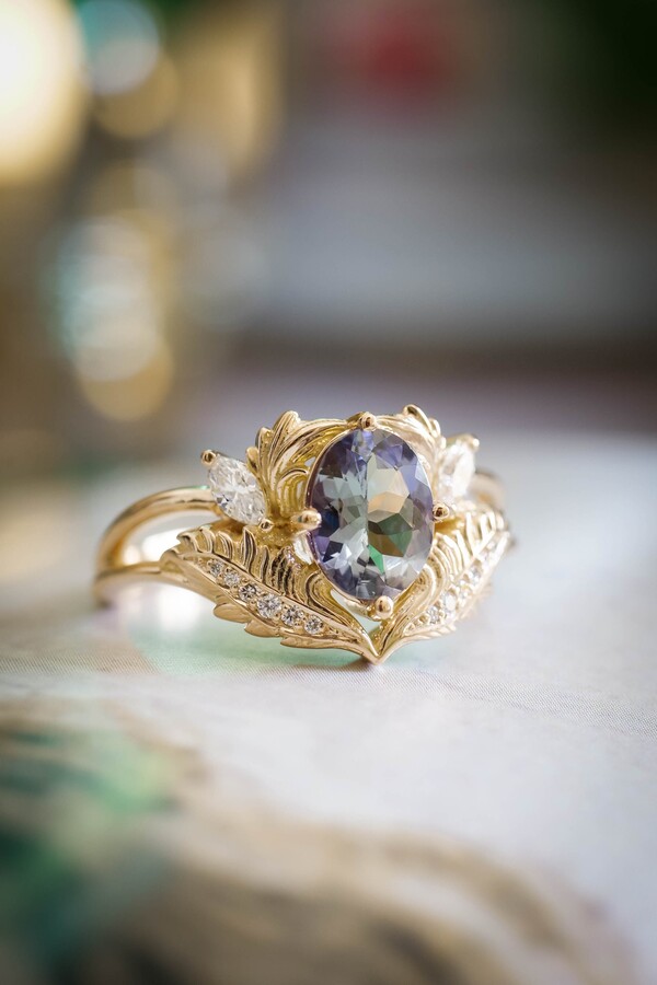 Etsy Bi-Color Tanzanite Engagement Ring Statement Ring