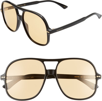 Gucci 58mm Tinted Aviator Sunglasses - ShopStyle