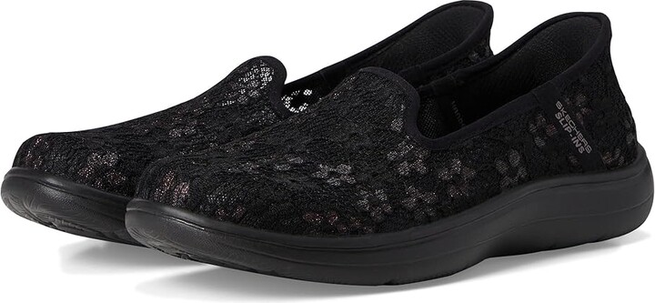Skechers On-the-go Flex Radiant Hands Free Slip-ins - Blossoms Women's Flat Shoes Black/Black : 5 B - Medium Lace/Synthetic