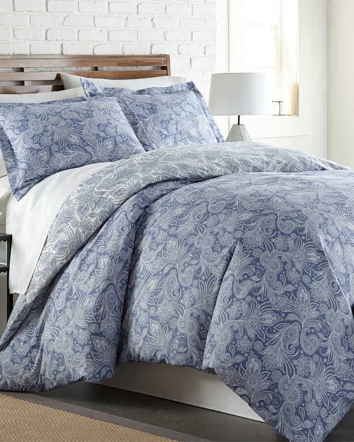 South Shore Furniture Paisley Reversible 3Pc Duvet Cover Set