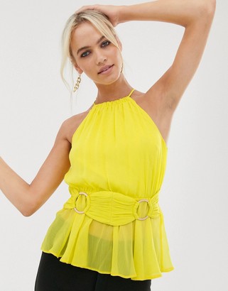Asos Design DESGIN halter neck sleeveless top with belted detail