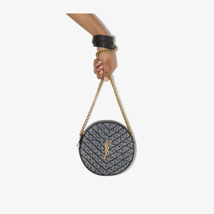 Saint Laurent blue Vinyle round quilted denim bag ShopStyle
