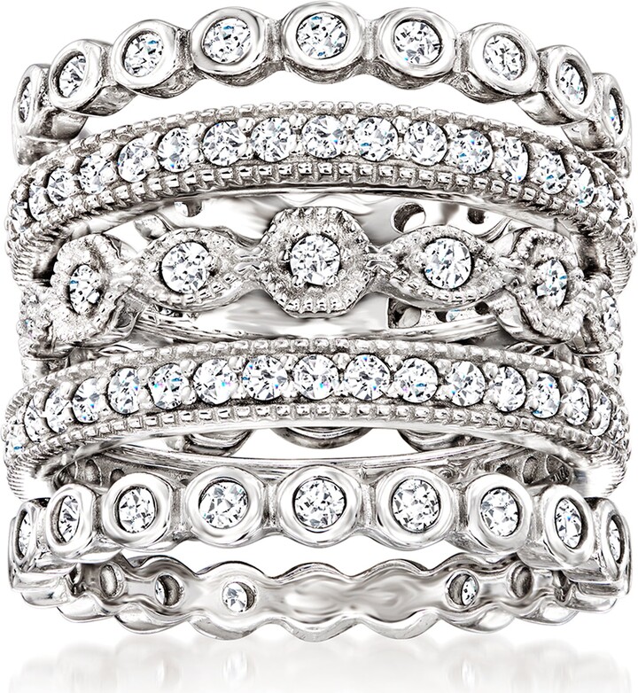 Ross-Simons CZ Jewelry Set: 5 Eternity Bands in Sterling Silver