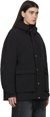 R 13 Black Oversized Parka Coat
