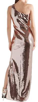 Tom Ford One-shoulder Sequined Stretch-mesh Gown