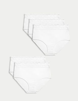 M&S Collection 5pk Cotton Lycra® & Lace Full Briefs - ShopStyle Panties