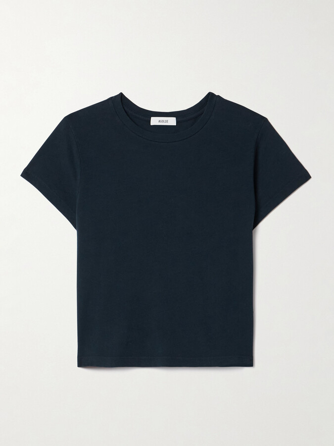 AGOLDE Adine Cropped Organic Cotton-jersey T-shirt - Blue