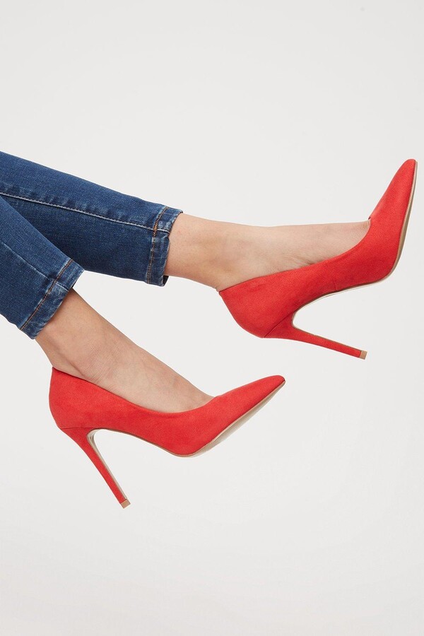 wide width heels red
