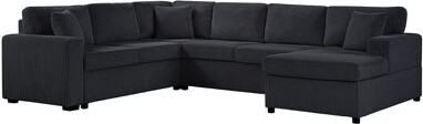 Mercer41 Modern U-shaped Sectional Sofa with Luxurious Corduroy Upholstery Generous Seating and Chaise Lounge for Ultimate Comfort and Style.