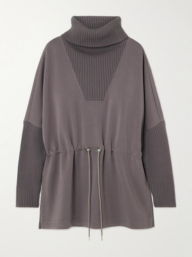 Varley - Suffolk Ribbed-knit And Doublesoft® Jersey Turtleneck Sweatshirt - Purple