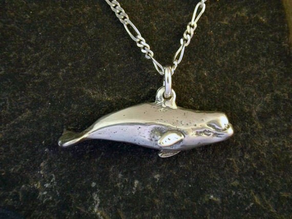 Etsy sterling Silver Beluga Whale Pendant On Chain
