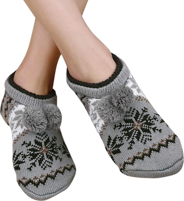 moon-Womens Fuzzy Slipper Socks, Winter Warm Christmas Gift Socks