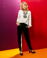 Thumbnail for your product : Nanette Lepore Contrast-Trim Embroidered Silk Blouse