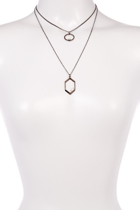 Stephan & Co Layered Double Row Geo Pendant Necklace