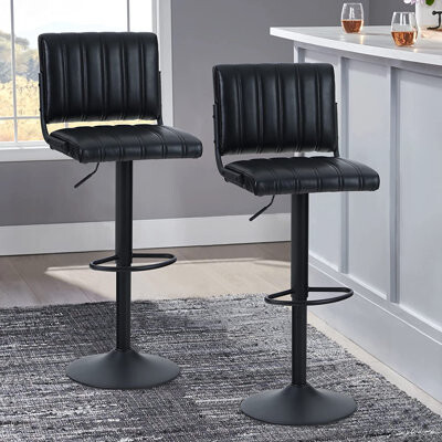 Counter Height Bar Stools Adjustable Seat Height 360 Degree Swivel Seat Barstools Set of 2 for Home Bar FurnitureR 26-29 INCH Bar Stools Set of 2 Oak