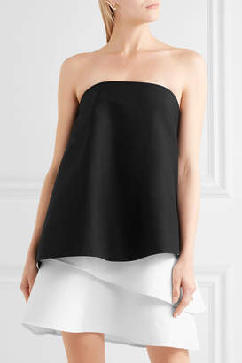 Halston Strapless Layered Cotton-blend Faille Mini Dress - Black