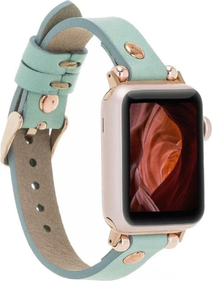 Leathere Apple Watch Mint Green Leather Strap - Detroit