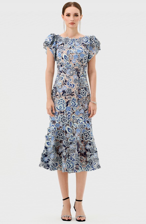 Bariano Peri Flutter Sleeve Midi