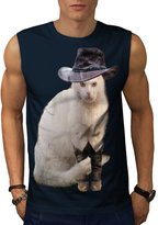 Thumbnail for your product : Mister Cat Hat Cute Funny Men XL Sleeveless T-shirt | Wellcoda