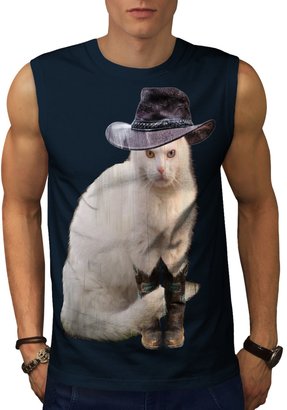 Mister Cat Hat Cute Funny Men XL Sleeveless T-shirt | Wellcoda