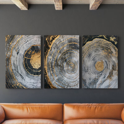 Wexford Home Abstract Series LXXVI -Premium Gallery Wrapped Canvas Set -Ready to Hang