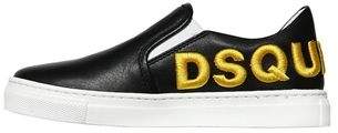 DSQUARED2 Embroidered Leather Slip-On Sneakers