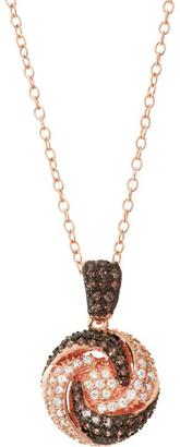 Tiara Cubic Zirconia Rose Gold-Plated Sterling Silver Swirl Pendant Necklace
