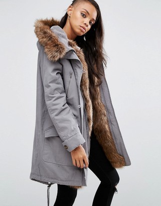 ASOS Parka with Colored Faux Fur Liner