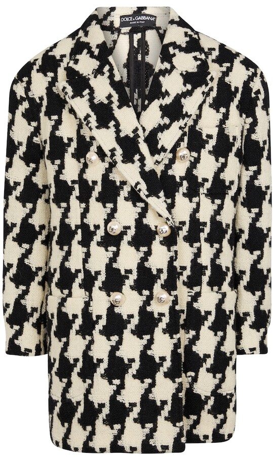 Dolce & Gabbana Houndstooth wool-blend coat - ShopStyle