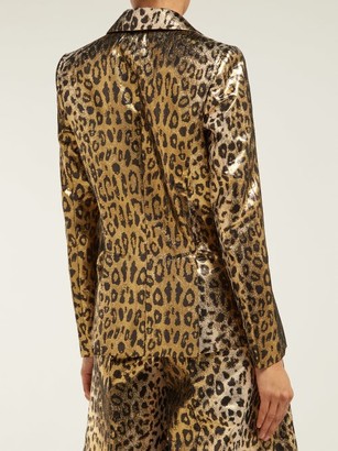 Sara Battaglia Single-breasted Leopard-print Lame Jacket - Leopard
