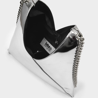 MM6 MAISON MARGIELA Japanese Crossbody With Metallic Chain In Silver Synthetic Leather