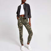 Thumbnail for your product : River Island Khaki camo Amelie super skinny jeans