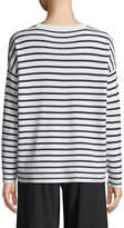 Thumbnail for your product : Eileen Fisher Plus Size Long-Sleeve Striped Merino Sweater