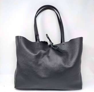 German Fuentes Italian Leather Tote Bag in Black - ShopStyle