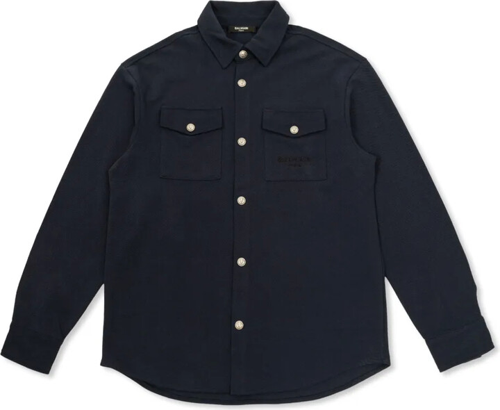 Balmain Kids Long-Sleeve Cotton Shirt