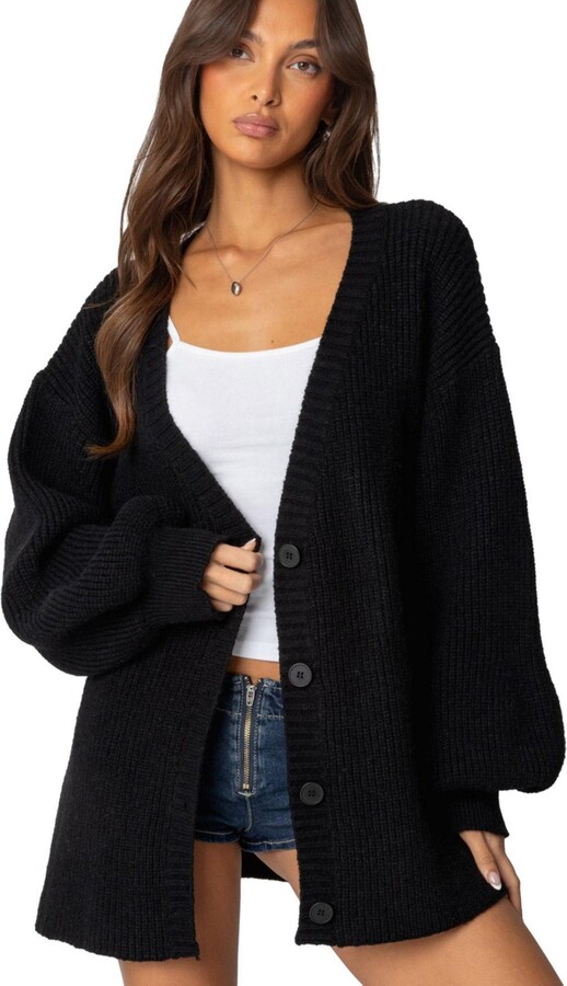 Edikted Womens Mathilde Oversized V Neck Cardigan