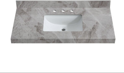 HomLux 43" Porcelain Bathroom Vanity Top with Single Sink and 3 Holes, without Faucet