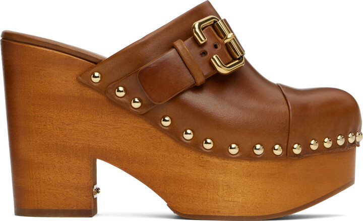 Chloé Brown Jeanette Wedge Mules