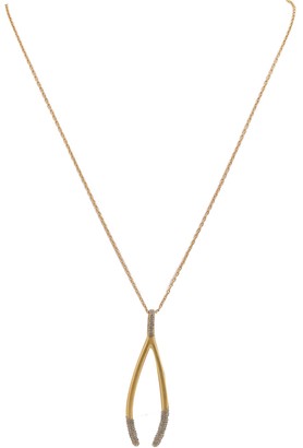 House Of Harlow 14K Yellow Gold Plated Black Diamond Pave Dipped Wishbone Pendant Necklace