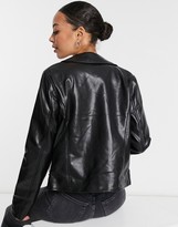 Thumbnail for your product : ASOS Tall DESIGN Tall ultimate faux leather biker jacket in black