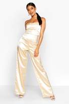 Thumbnail for your product : boohoo Satin Bandeau Wide Leg Jumpsuit