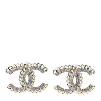 Chanel Crystal Chain Cc Earrings Gold - ShopStyle