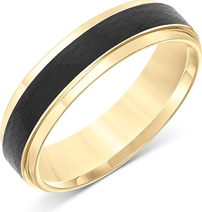 Bloomingdale's Fine Collection Men's Bevel Edge Band in Yellow & Black Tungsten