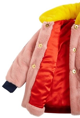 Little Marc Jacobs Color Block Faux Fur Coat